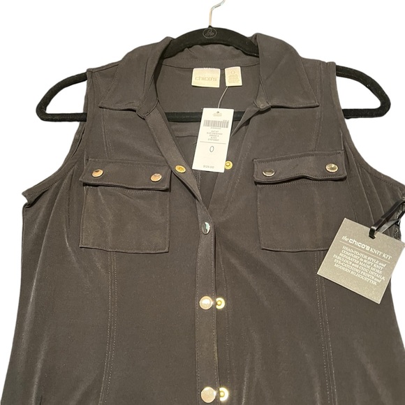 Long black dress from Chico’s with gold buttons NWT very slimming - Picture 6 of 10